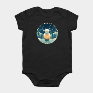 Sheep in Ornament, Love Farm Animals Baby Bodysuit